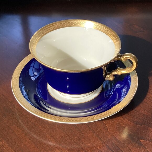 Rare & Elegant! Syracuse China Old Ivory Royal Court Cup & Saucer Set, Navy Blue - Picture 5 of 14